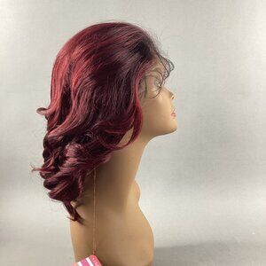 Perfect Hairline Alora Short Curly #DRFF Red Velvet Black Synthetic Lace Wig